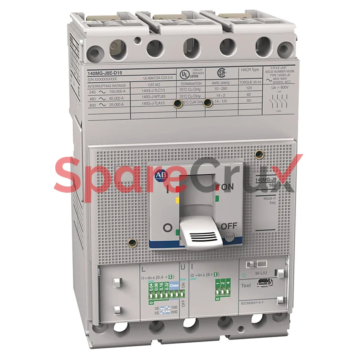 140Mg-J8E-D15-Aa | Allen Bradley Motor Protection Circuit Breaker J Frame 15 A Thermal Magnetic