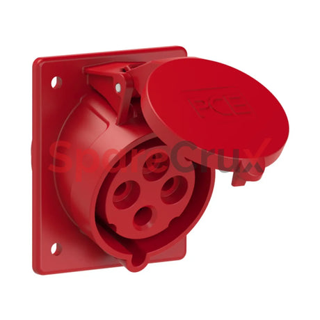424-6 | Pce Panel Mounting Socket Angled 32A 3P + E Ip 44