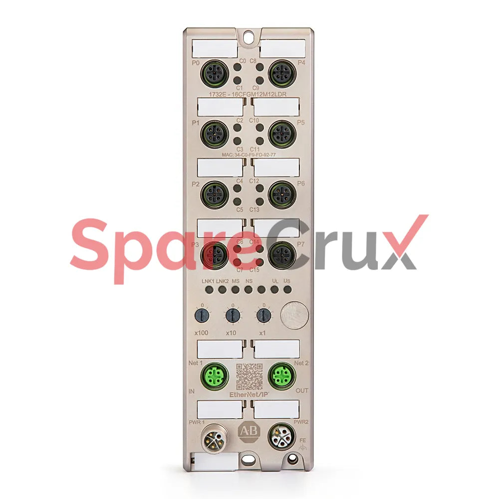 1732E-16CFGM12P5DR | ALLEN BRADLEY | Module d'E/S autoconfigurable ArmorBlock EtherNet/IP 16 points avec QuickConnect, mini-alimentation auxiliaire 5 broches et connecteurs CC micro (M12)