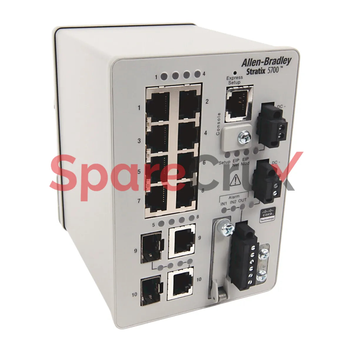 1783-BMS10CGN | ALLEN-BRADLEY | Stratix 5700 Managed Ethernet Switch, 10 Ports: 8 Fast Ethernet Copper, 2 Gigabit Ethernet Fiber SFP Slots, Full Software, with NAT