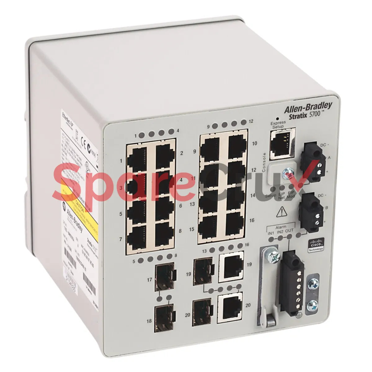 1783-BMS20CL | ALLEN-BRADLEY | Stratix 5700 Managed Ethernet Switch, 20 Ports: 16 Fast Ethernet Copper, 2 Gigabit Ethernet Copper, 2 Fast Ethernet Fiber SFP Slots, Lite Software