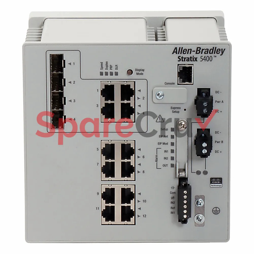 1783-HMS4T4E4CGN | ALLEN BRADLEY | Stratix 5400 Managed Ethernet Switch with 4 copper 10/100 ports, 4 Fast Ethernet ports, 4 combo 10/100/1000 ports, Layer 2 firmware.