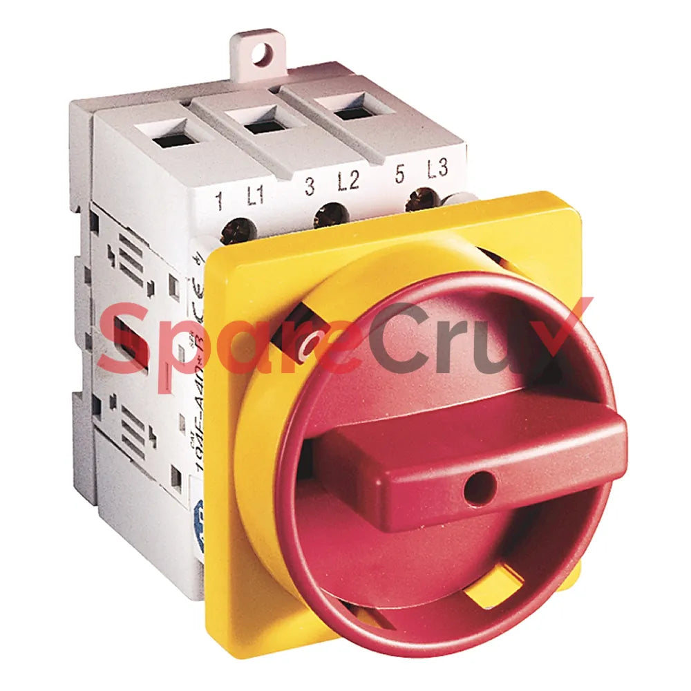 194E-A40-1753-6N | ALLEN BRADLEY | 40A Load Switch, Open - Base/DIN Rail, OFF-ON 90°, 3 Poles, Supplied with a Type N Red/Yellow Actuator