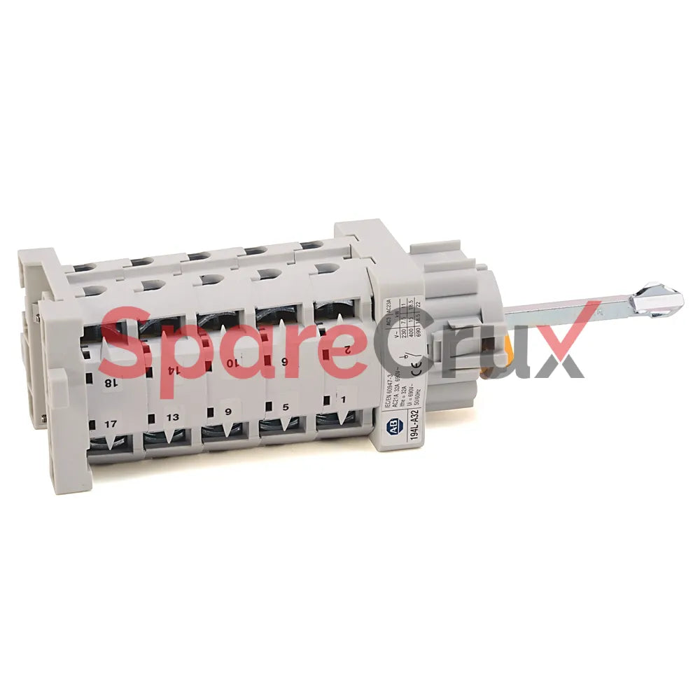 194L-A32-3253 | ALLEN BRADLEY | 32A Load Switch, Open - Base/DIN Rail, Changeover 1-0-2 45°, 3 Poles