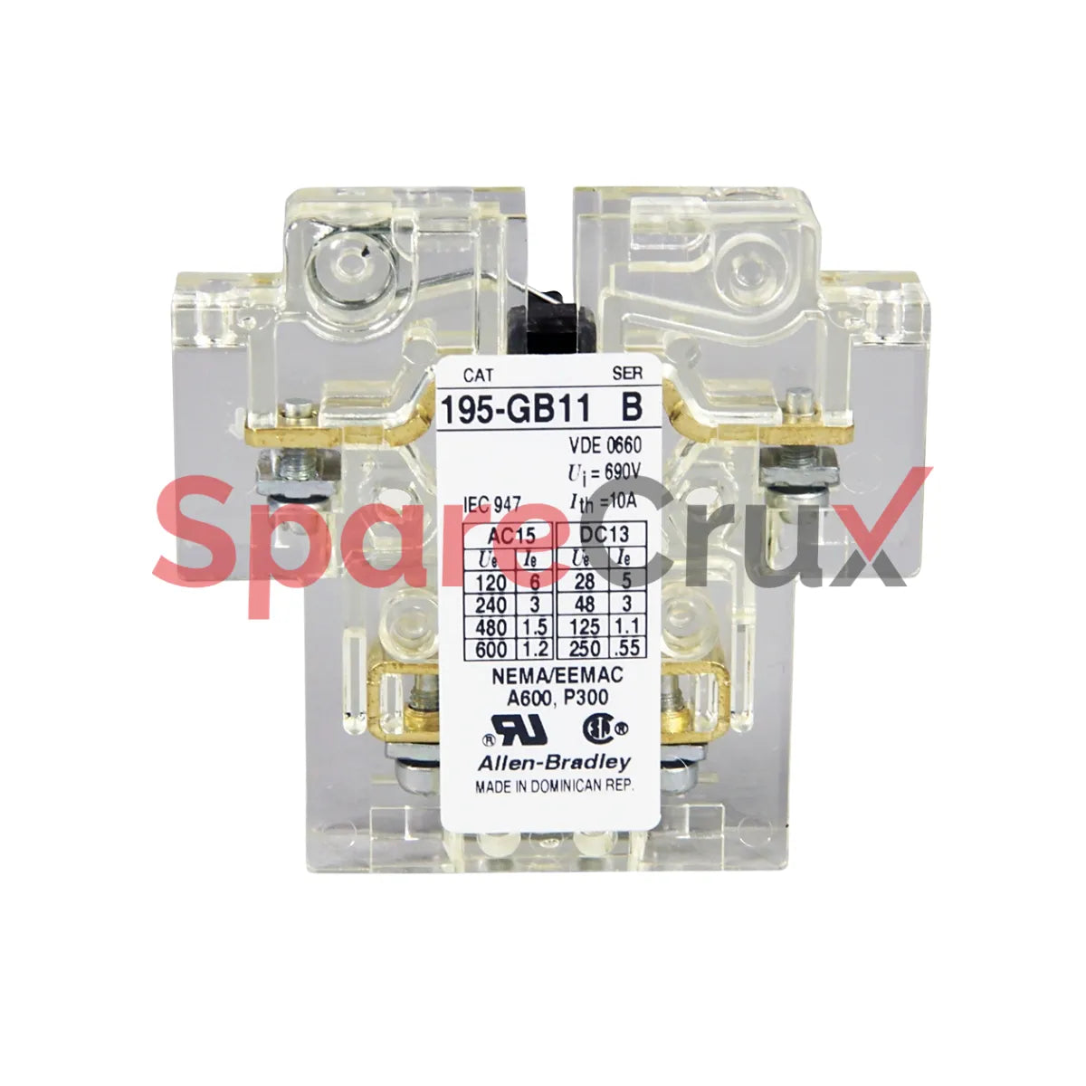 195-GB11 | ALLEN BRADLEY | Bloc de contacts auxiliaires, 1 NO + 1 NF, montage latéral
