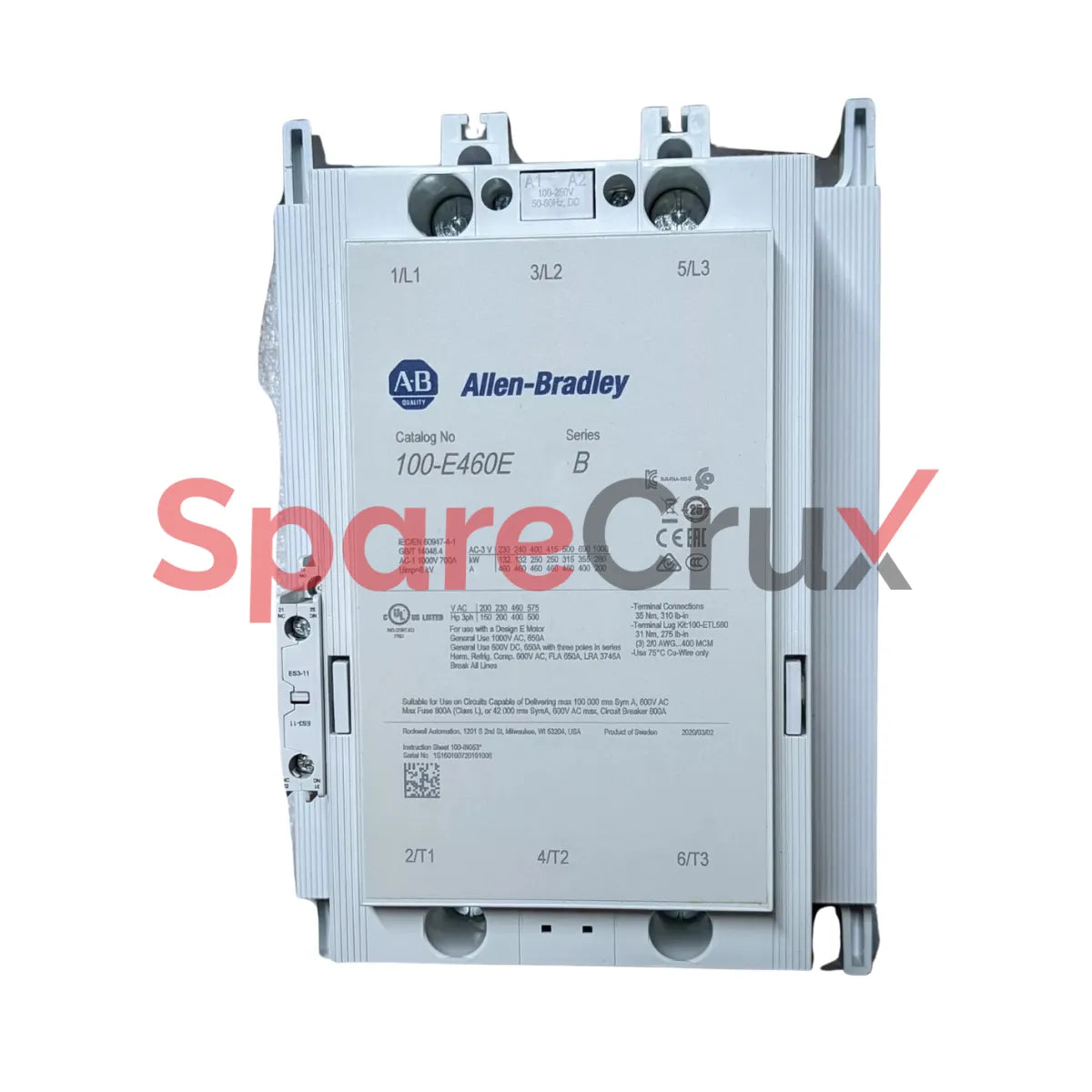 100-E460EJ11 | ALLEN BRADLEY | 100-E MCS-E Contactor, 460 A, AC3 duty, 24-60V AC 50/60Hz / 20-60V DC Electronic Coil