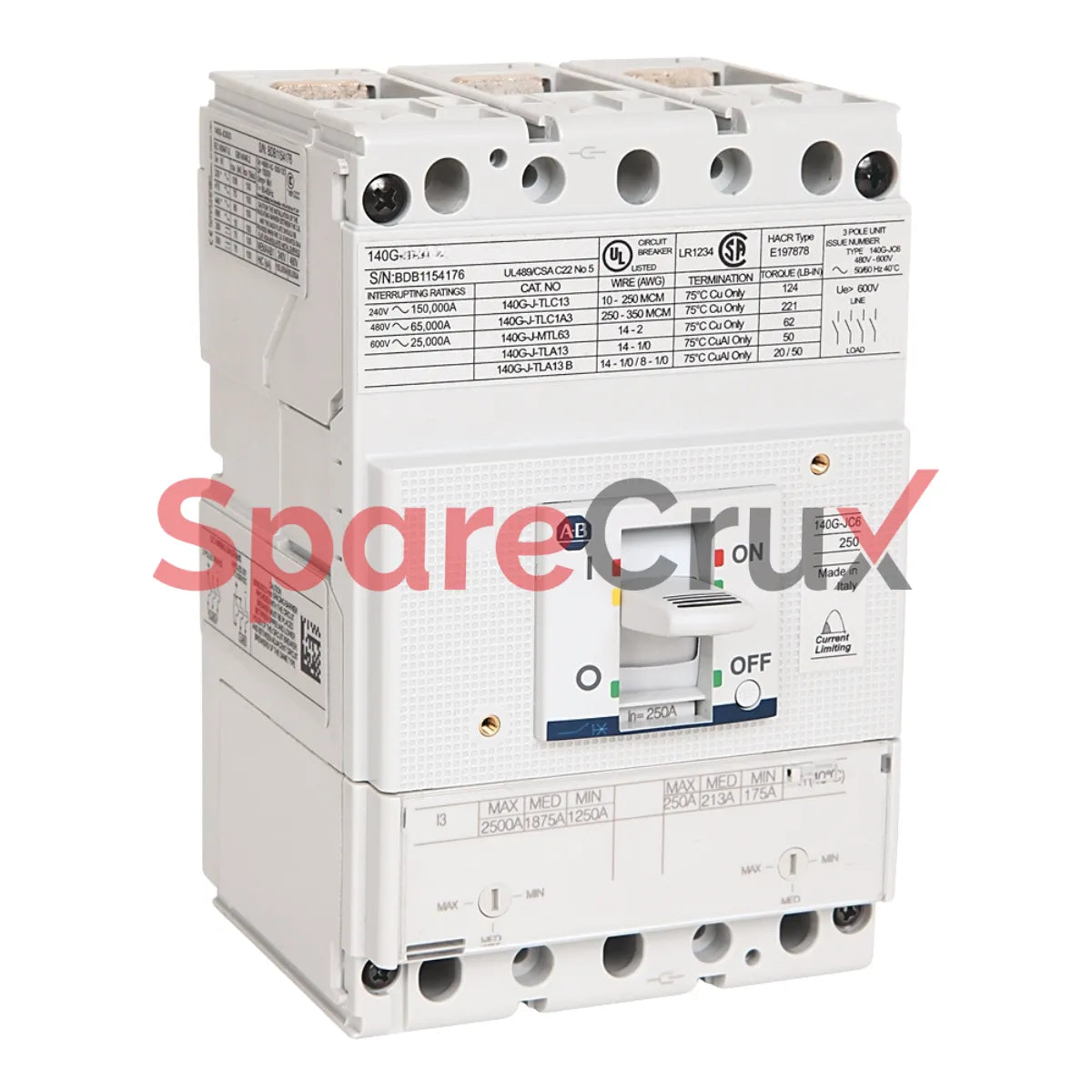 140G-JC6F3-D15 | ALLEN BRADLEY | 140G 250A Frame Molded Case Circuit-Breaker
