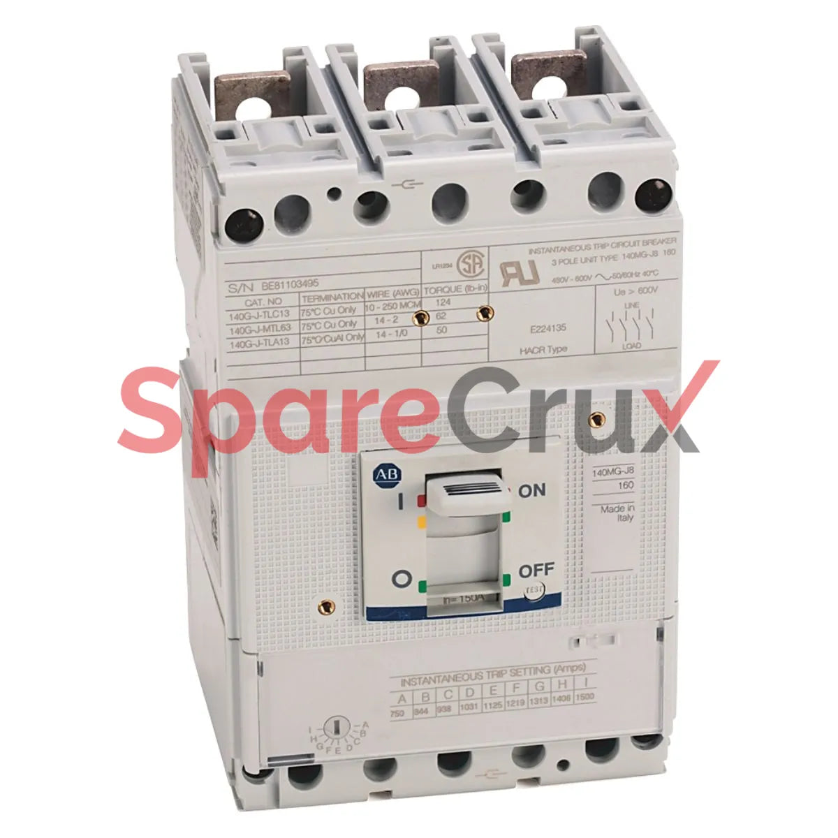 140MG-J8P-D25-SJ-AJ-MU | ALLEN BRADLEY | Motor Protection Circuit Breaker, J Frame, 25 A, Thermal Magnetic, 600V, 3-Pole, With Alarm, Multi-Unit