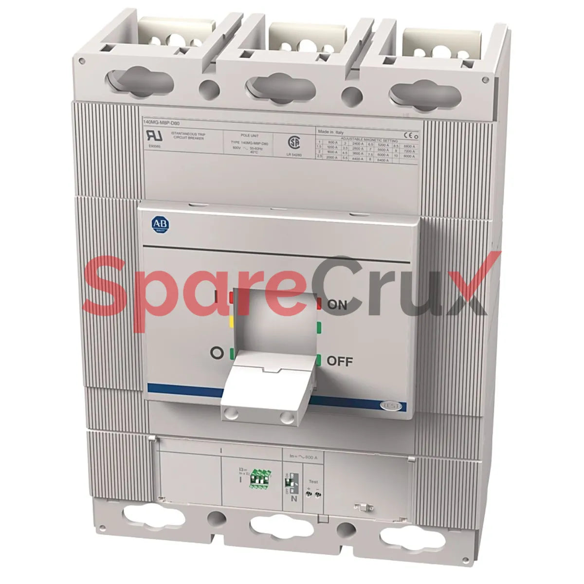 140MG-M8P-D60 | ALLEN BRADLEY | Motor Protection Circuit Breaker, M Frame, 60 A, Thermal Magnetic, 600V, 3-Pole