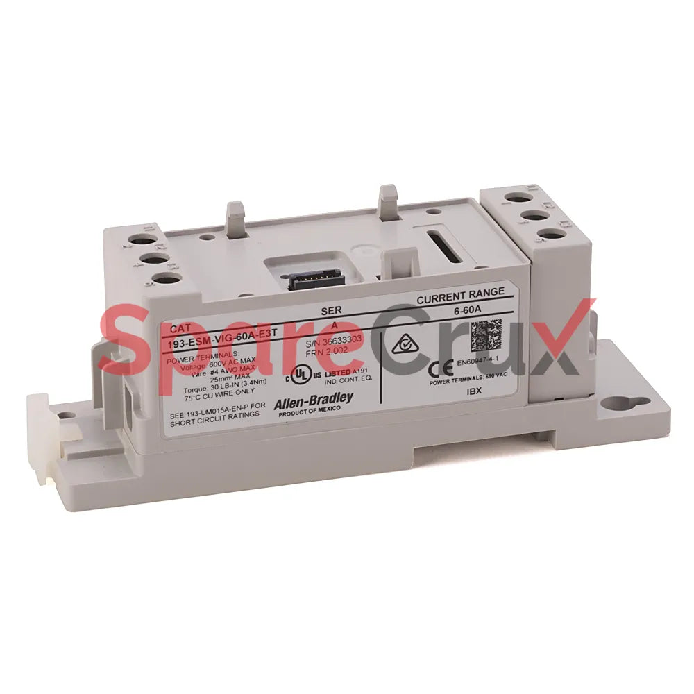 193-ESM-VIG-60A-E3T | ALLEN BRADLEY | Module de détection 60 A E300/E200, montage sur rail DIN/panneau, avec bornes de conducteur d'alimentation côté ligne et côté charge