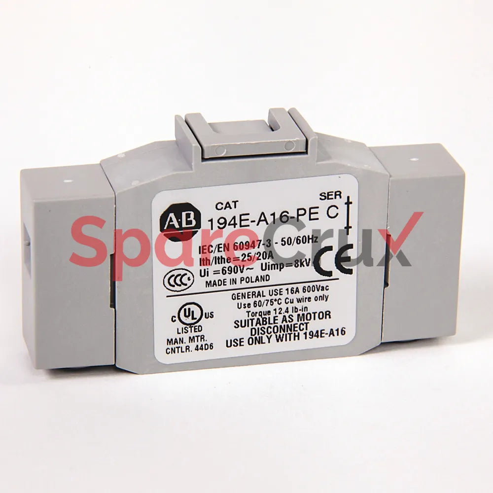 194E-A16-PE | ALLEN BRADLEY | Interrupteur sectionneur 16 A sans fusible, poignée pistolet, boîtier fermé