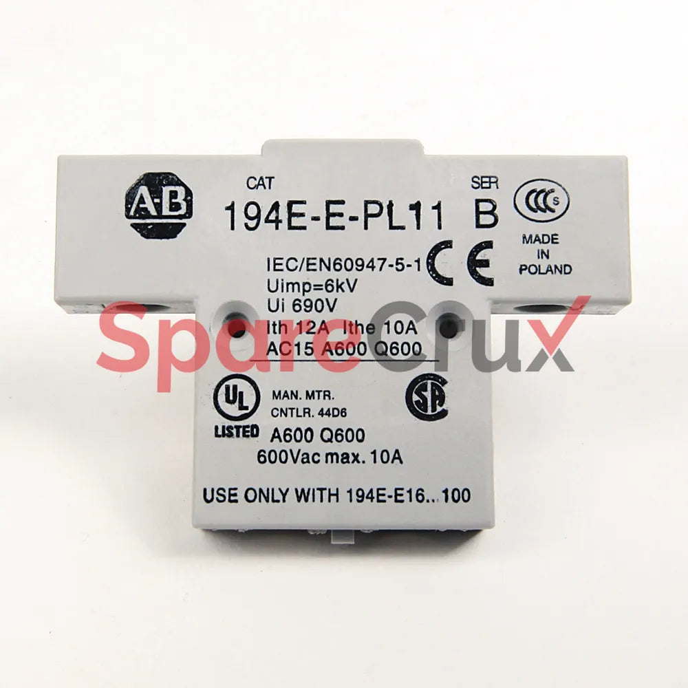 194E-E-PL11 | ALLEN BRADLEY |194E 1 NO-1 NC L.B. Aux. Contact Block