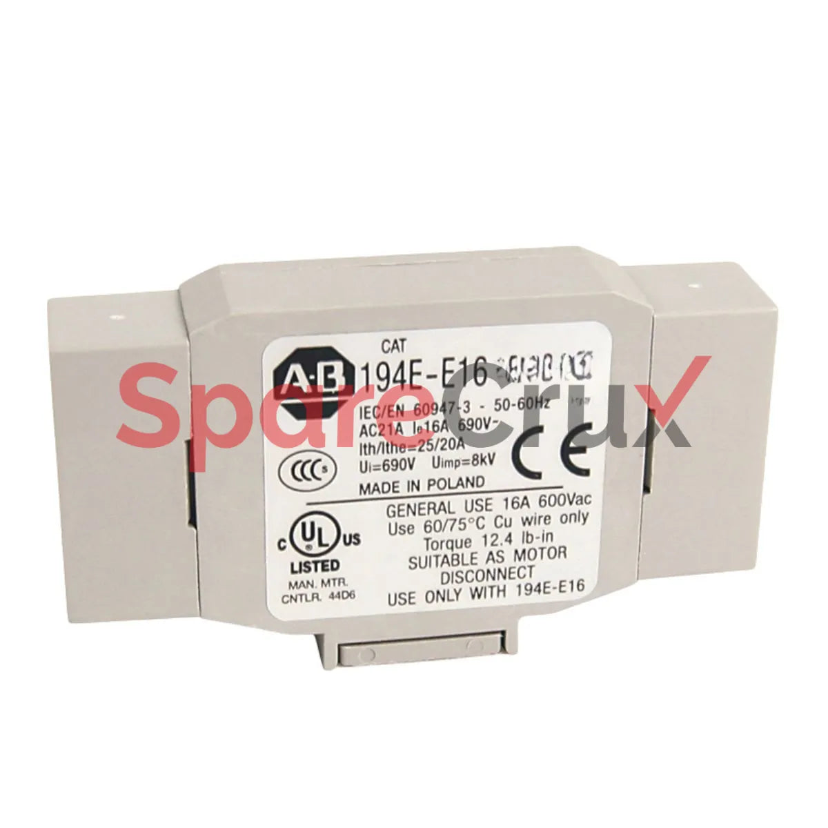 194E-E16-3753 | ALLEN BRADLEY | 16A Load Switch, Open - Front/Door, OFF-ON 90°, 3 Poles, Changeover Switch