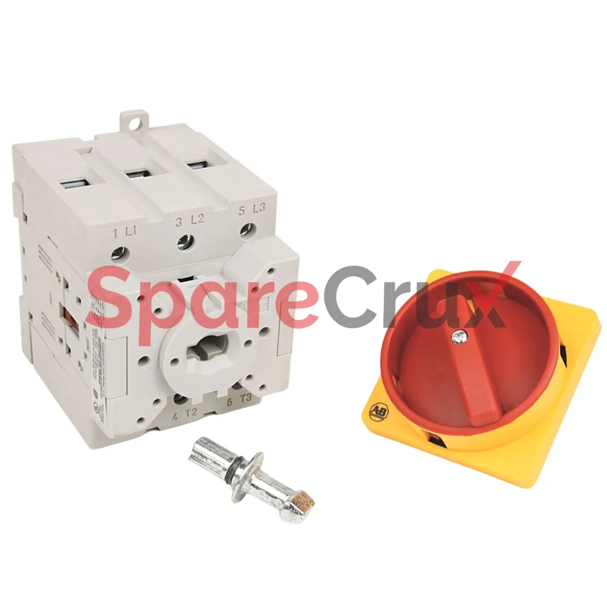 194E-A80-1753-6N | ALLEN BRADLEY | 80A Load Switch, Open - Base/DIN Rail, OFF-ON 90°, 3 Poles, Supplied with a Type N Red/Yellow Actuator