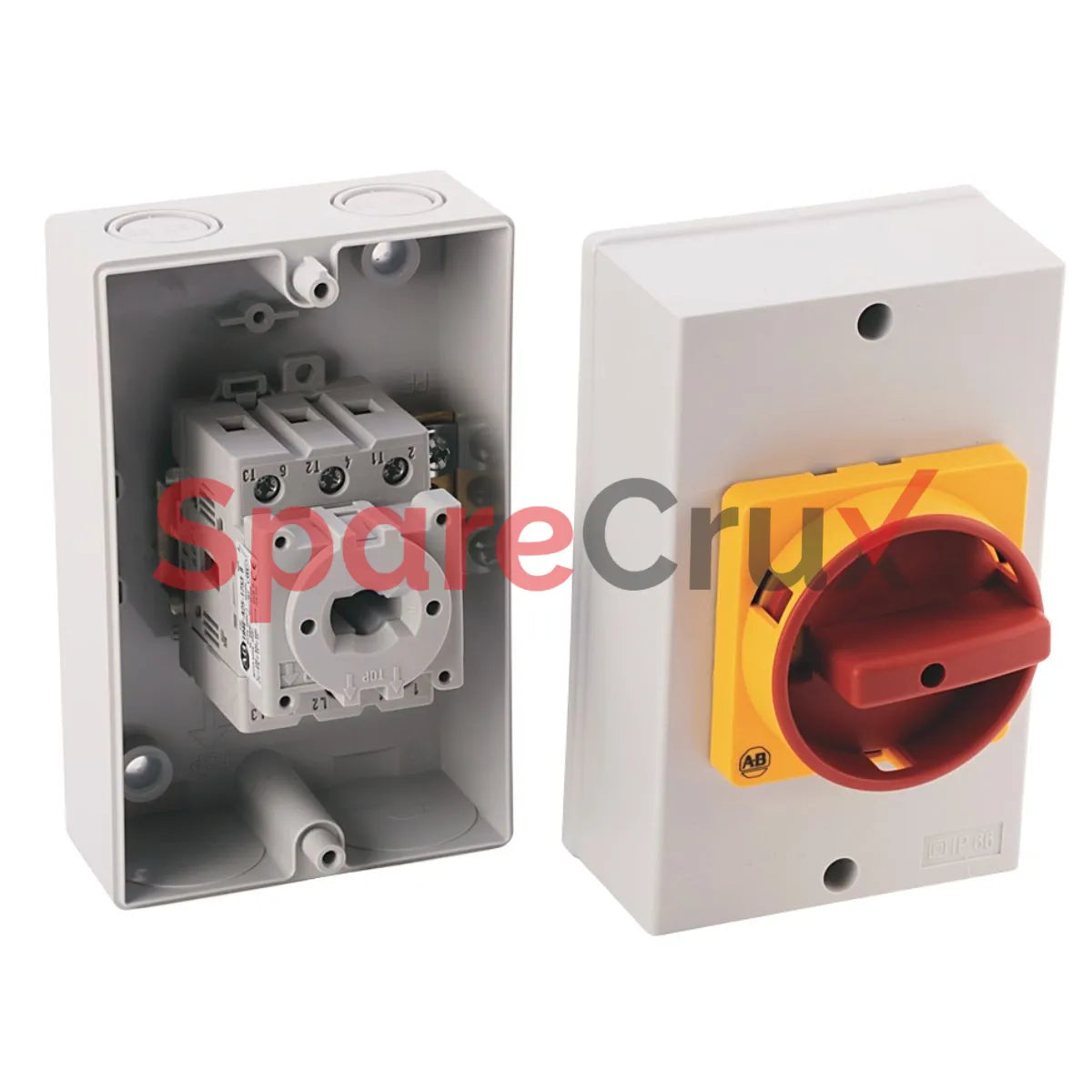 194E-Y25M-1753-6N | ALLEN BRADLEY | 25A Load Switch, Enclosed - Base/DIN Rail, OFF-ON 90°, 6 Poles, Metal Enclosure, Supplied with a Type N Black Actuator