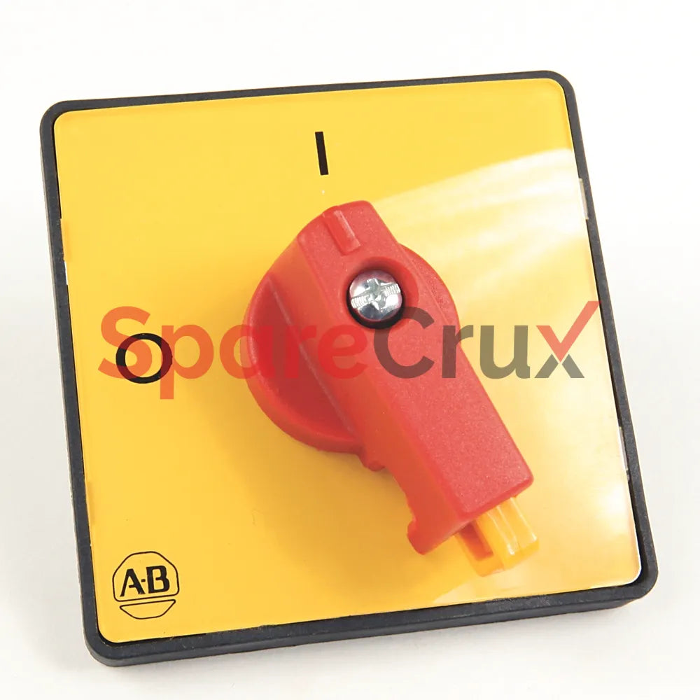 194L-HE6L-175I | ALLEN BRADLEY | IEC Control and Load Switch Actuator, Type L, Yellow/Red, 64mm x 64mm, Legend Text: 0-1 (90°)