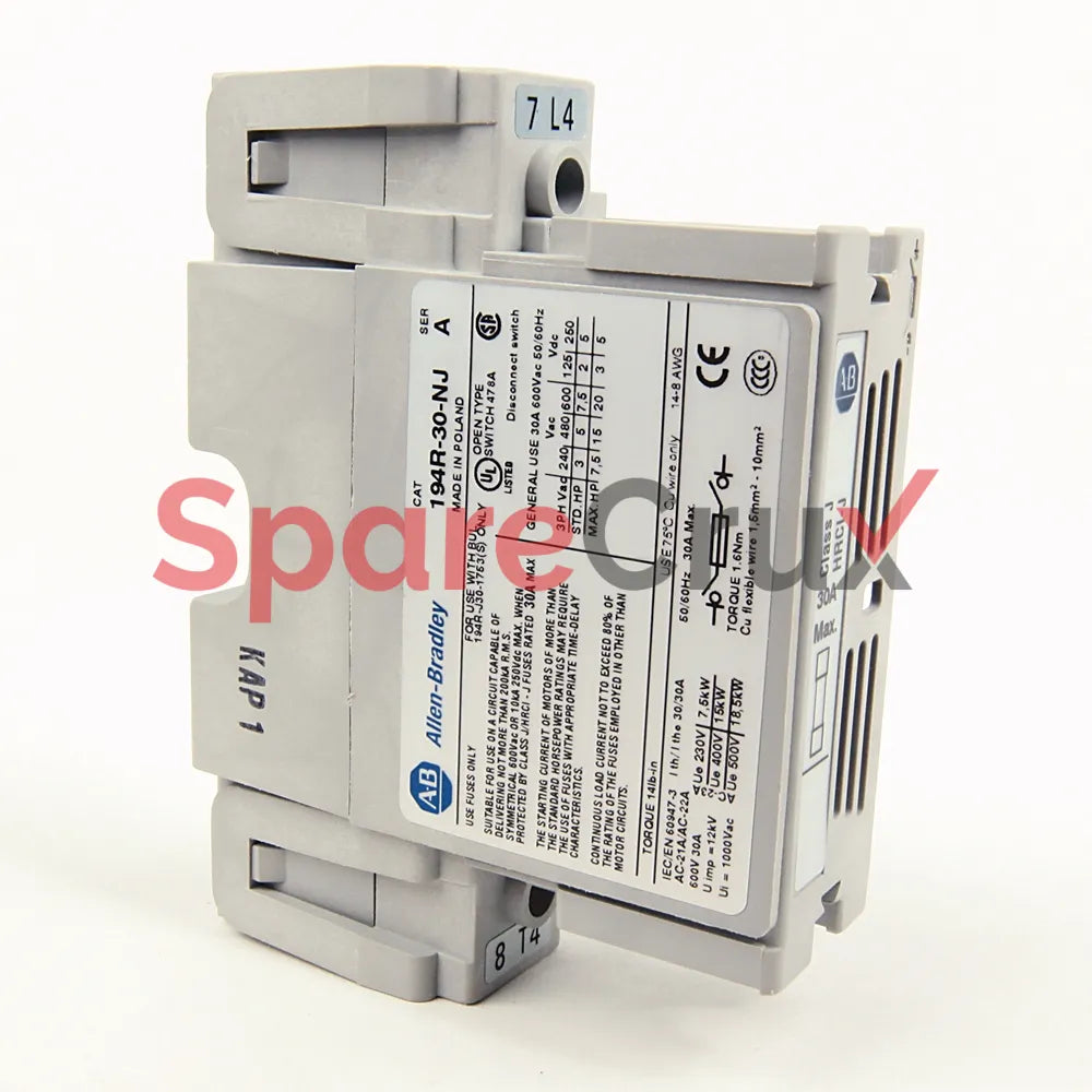 194R-30-NJ | ALLEN BRADLEY | Auxiliary Contact Block, 1 NO / 1 NC, for 30A Disconnect Switches