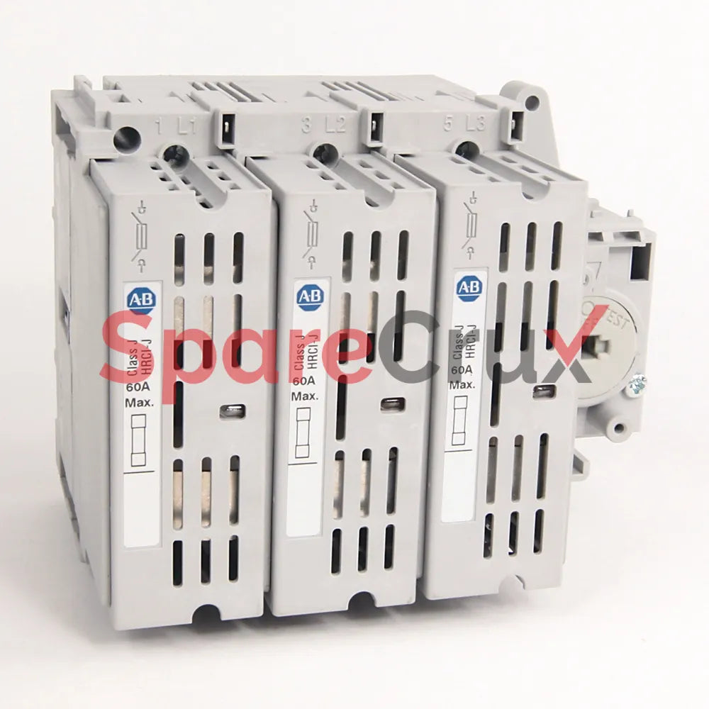194R-J60-1753-PBS1 | ALLEN BRADLEY | 60A Fused Disconnect Switch, 3-Pole, Open, UL Class J Fuse, Black Handle, 12" Shaft