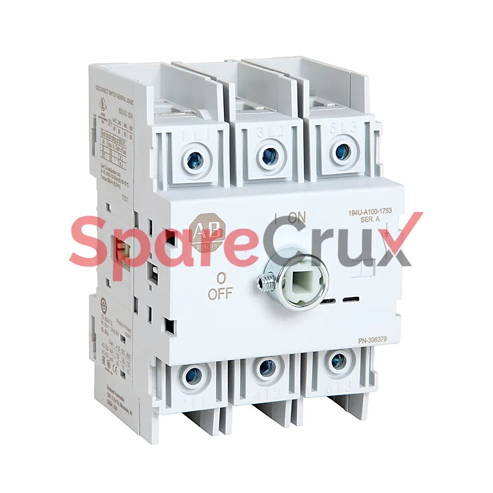 194U-A100-1753 | ALLEN BRADLEY | Disconnect Switch Base Mount, 100A, 3-Pole, For Use With 194U Disconnect Switches