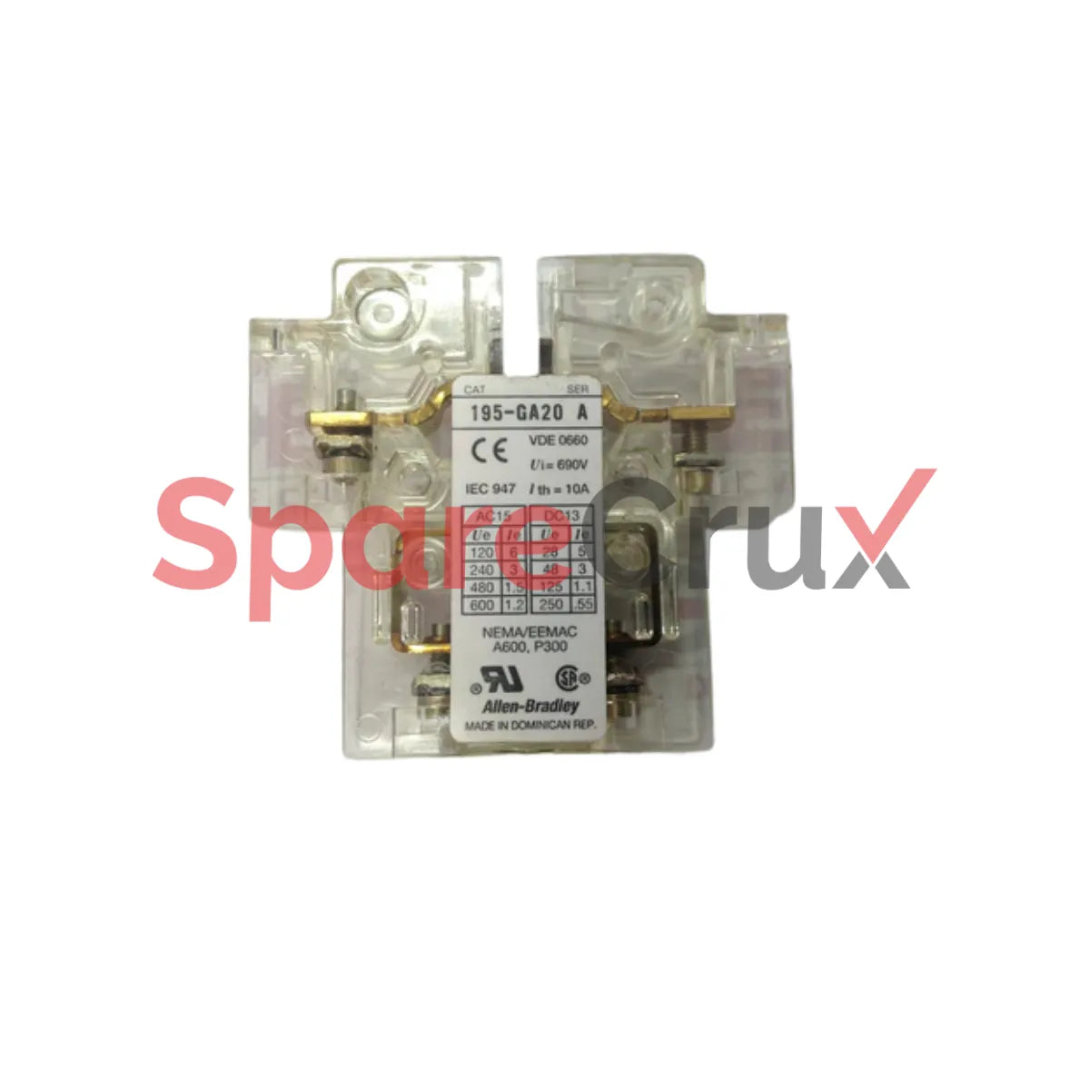 195-GA20 | ALLEN BRADLEY | Bloc de contacts auxiliaires, 2 NO, montage latéral