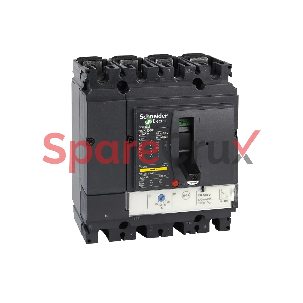 LV429686 | SCHNEIDER ELECTRIC | circuit breaker Compact NSX100H, 70 kA at 415 VAC, TMD trip unit 25 A, 4 poles 3d