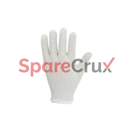 FT604SD | KARAM | Cotton Knitted Single Dotted Gloves White (SD)