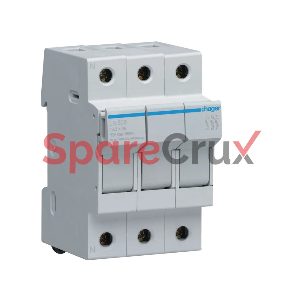 LS503 | HAGER | Cylindrical Fuse Disconnector Size 10X38 3-Pole Up To 32A
