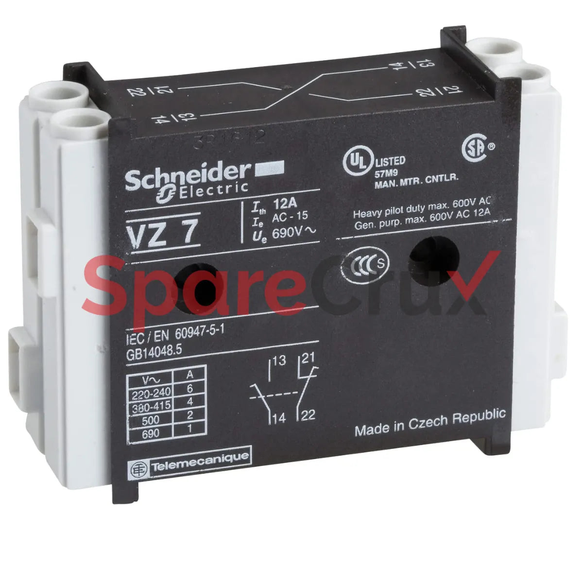 VZ7 | SCHNEIDER ELECTRIC  | Front-mount block on one side of the Vario switch body; you can attach up to two auxiliary blocks