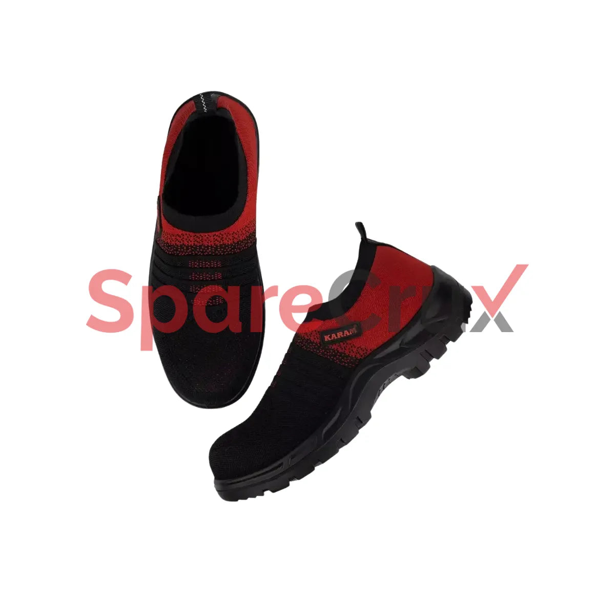 FS 202 | KARAM | Flytex Red and Black Sporty Slip-On Safety Shoes