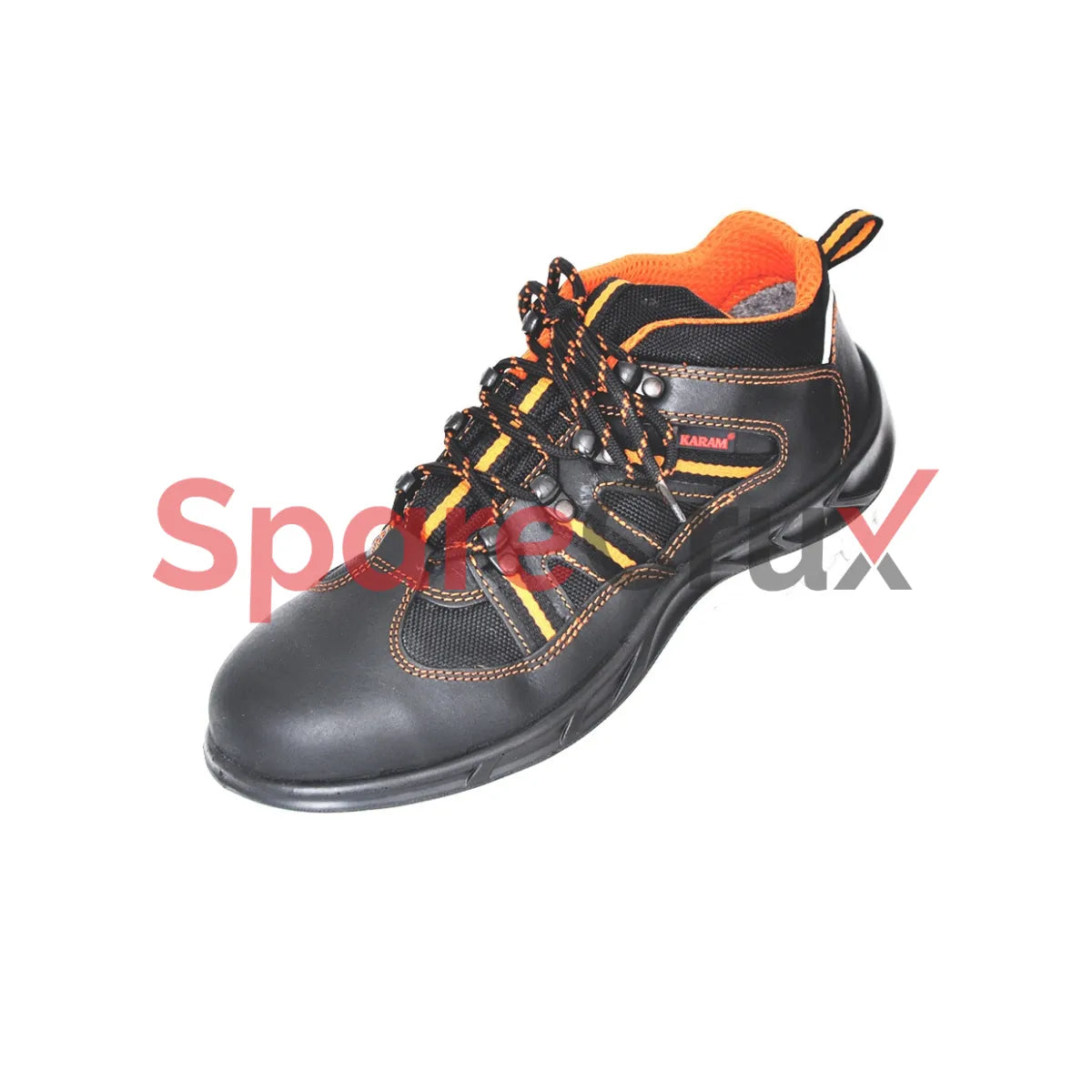 FS 63 | KARAM | Executive Sporty Lace-up Black And Orange Leather Safety Shoes