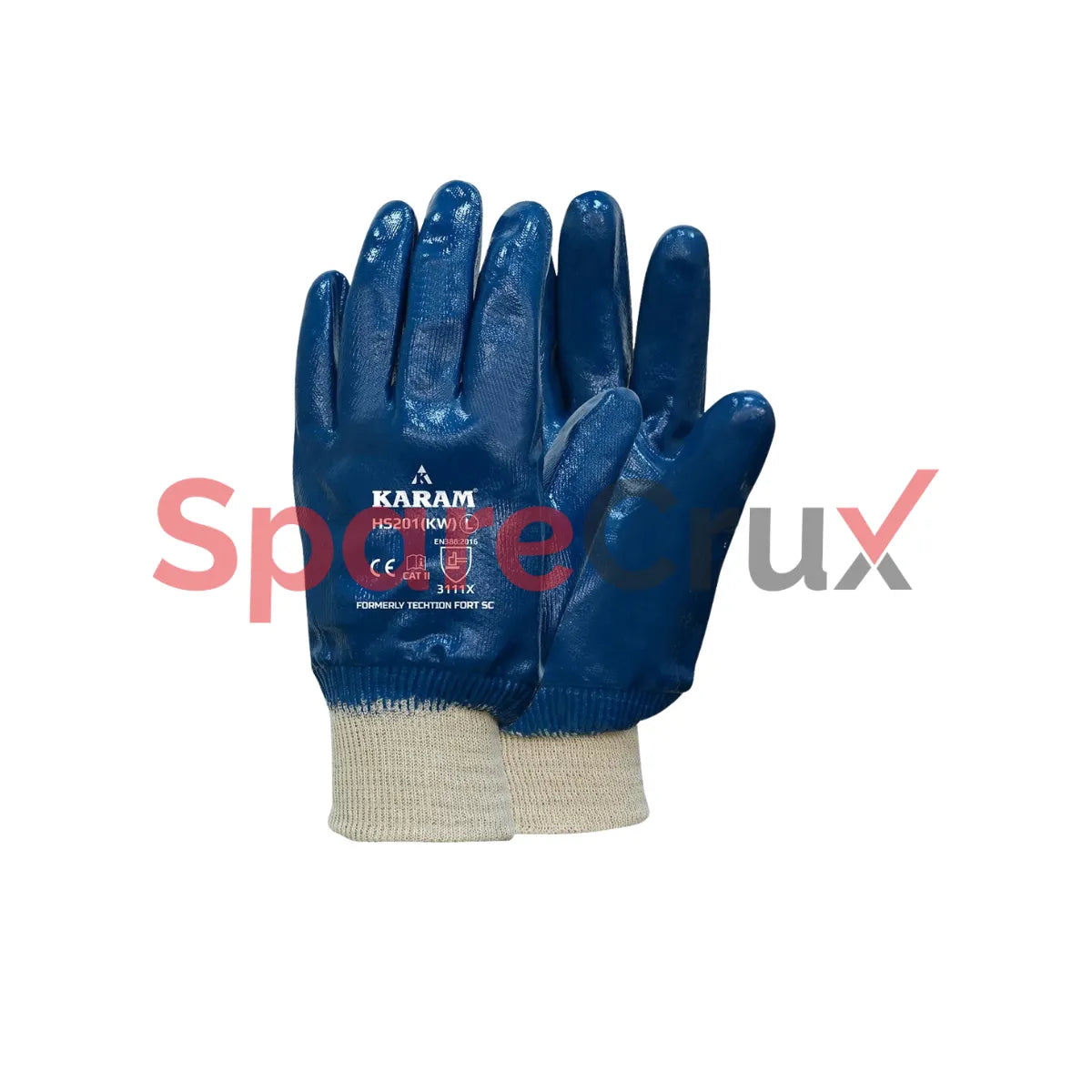 HS 201(KW)| KARAM | Cotton Jersey Liner with Nitrile Coating Knit Wrist Safety Gloves