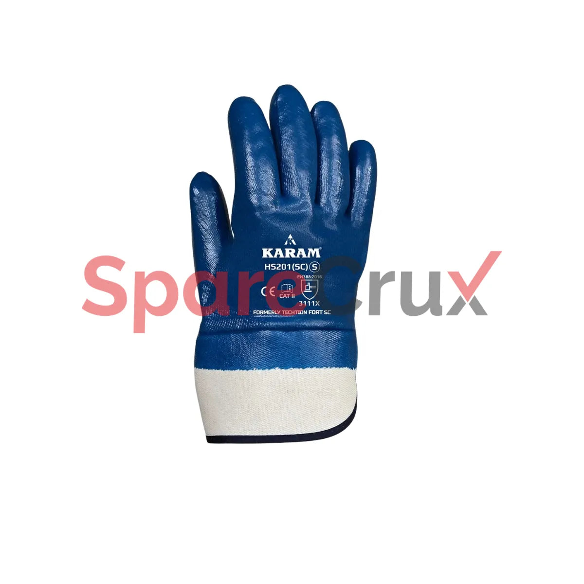 HS 201(SC) | KARAM | Cotton Jersey Liner with Nitrile Coating Safety Cuff Gloves