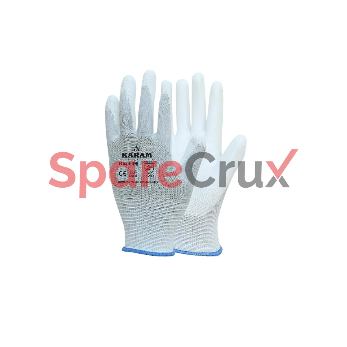 HS 23 | KARAM | Polyester Liner with Polyurethane Coating White Safety Gloves