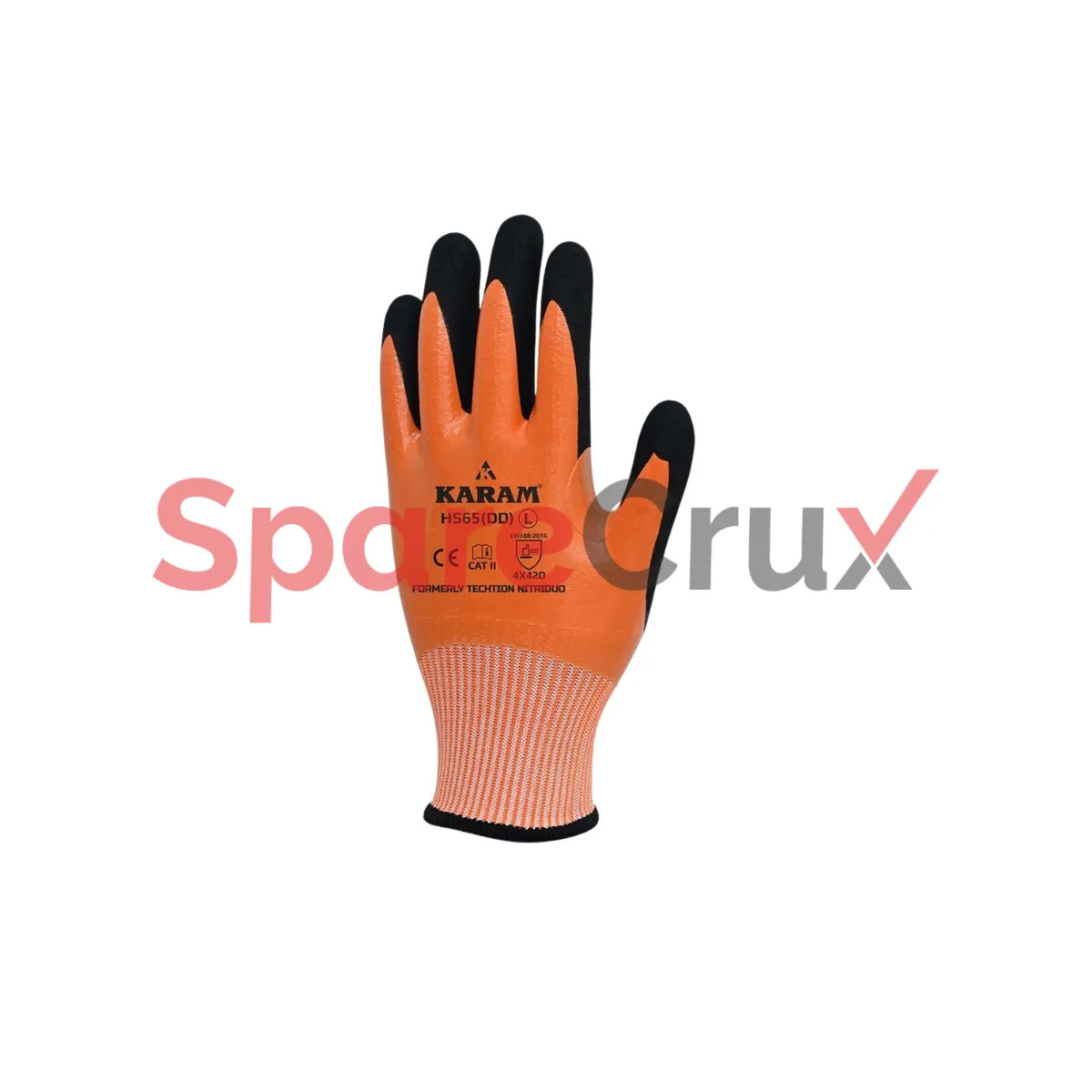 HS 65DD | KARAM | HPPE Liner With Sandy Nitrile Over Flat Nitrile Coating Safety Gloves
