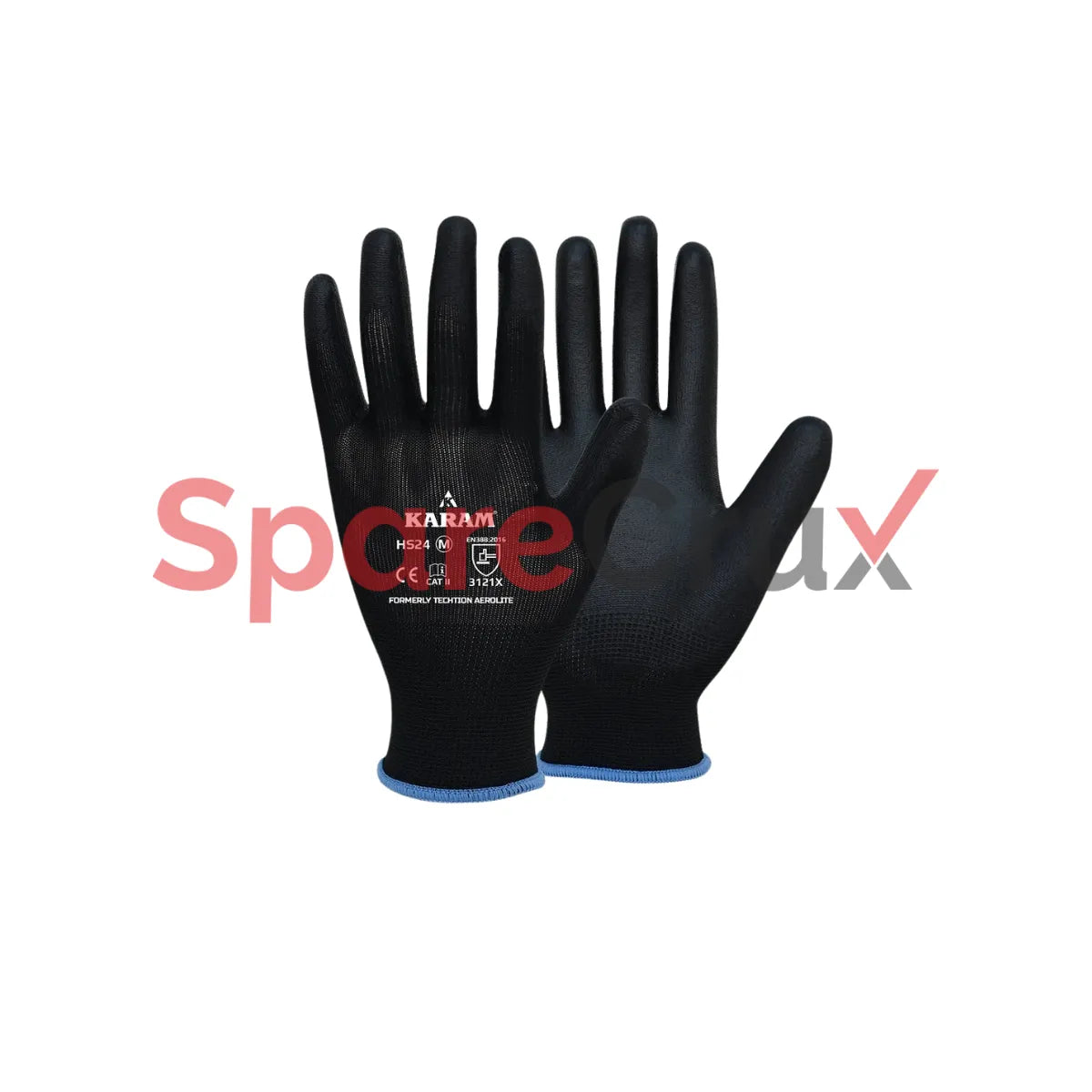 HS 24 | KARAM | Polyester Liner with Polyurethane Coating Black Safety Gloves