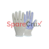 FT604SD | KARAM | Cotton Knitted Single Dotted Gloves White (SD)