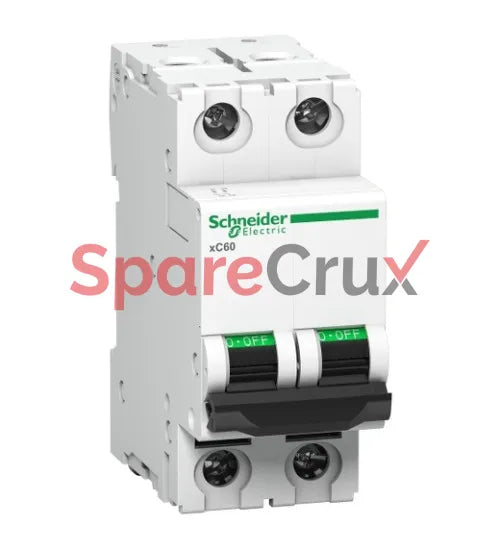 A9N2P16C | SCHNEIDER ELECTRIC | Schneider Electric Acti9 MCB A9N2P16C, 16Amp 2 Pole MCB, C Curve, 10000A (10kA) White Color Miniature Circuit Breaker