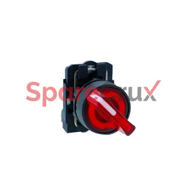 XB5AK124B2N | SCHNEIDER ELECTRIC | Illuminated Selector Switch, 2 Position Stay Put, Red LED, 24V AC/DC, 1 NC Contact, Harmony XB5 Series