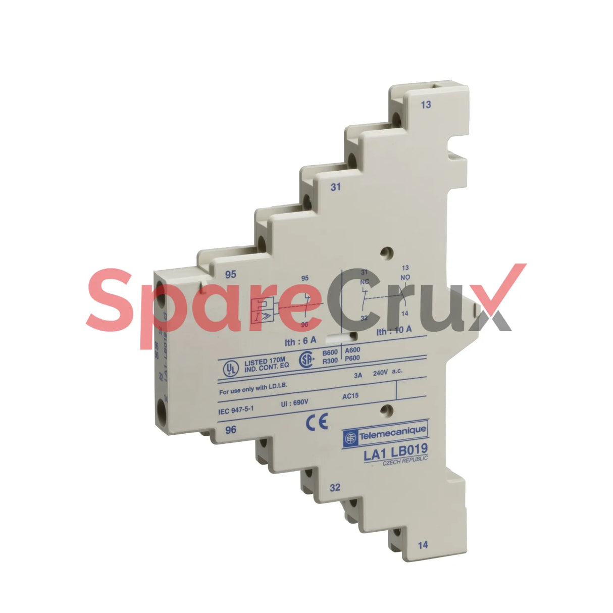 LA1LB019 | SCHNEIDER ELECTRIC | TeSys D Auxiliary Contact Block (1 NO + 2 NC, 3 A, 240 VAC)