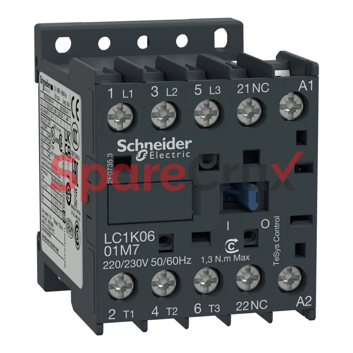 LC1K0601B7 | SCHNEIDER ELECTRIC | TeSys K Contactor - 3P - AC-3 <= 440 V 6 A - 1 NC aux. - 24 V AC Coil