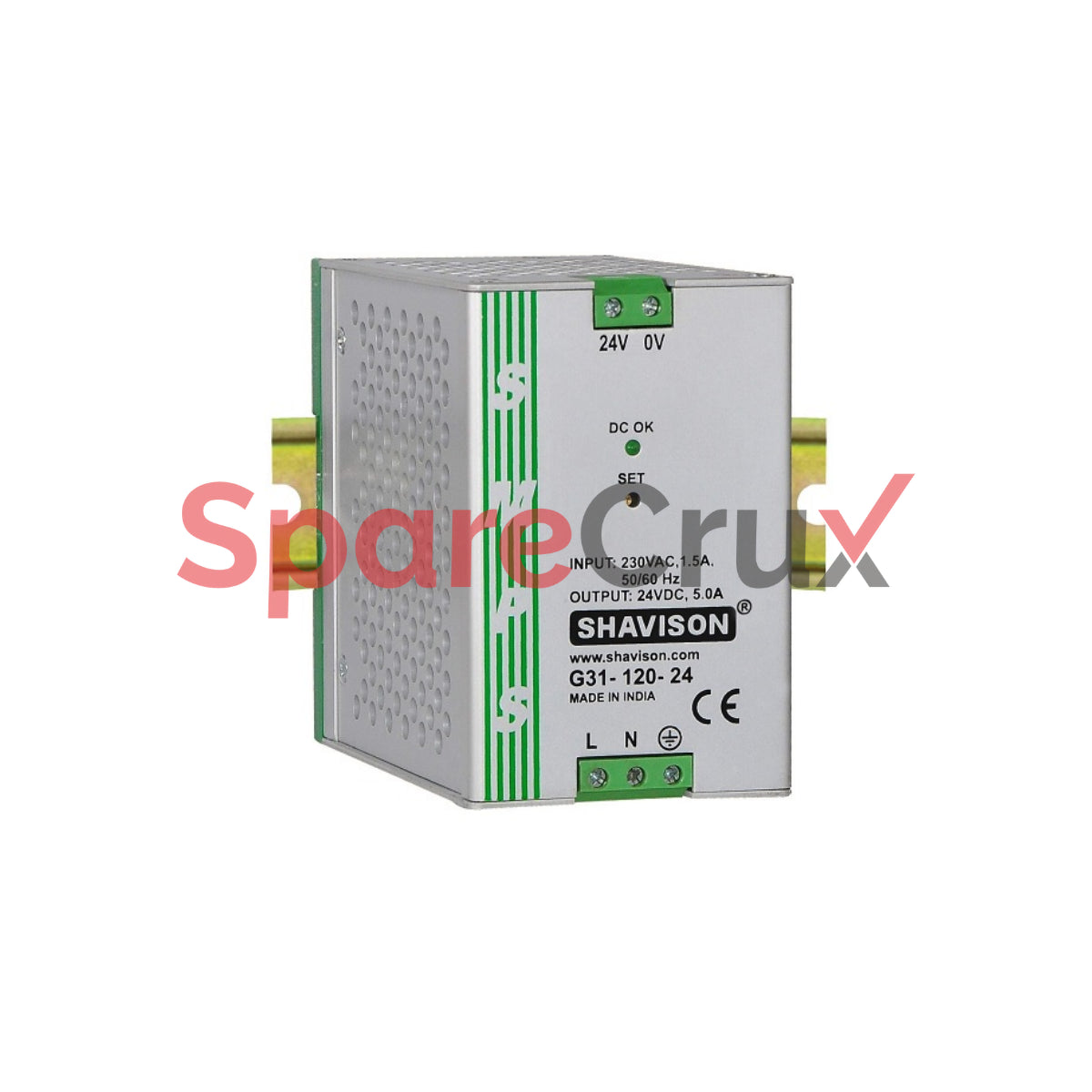 G31-120-24 | SHAVISON ELECTRIC | SMPS G31-120-24, CE & BIS Certified, I/P : 230VAC, O/P: 24VDC, 5A, DIN Rail Mount