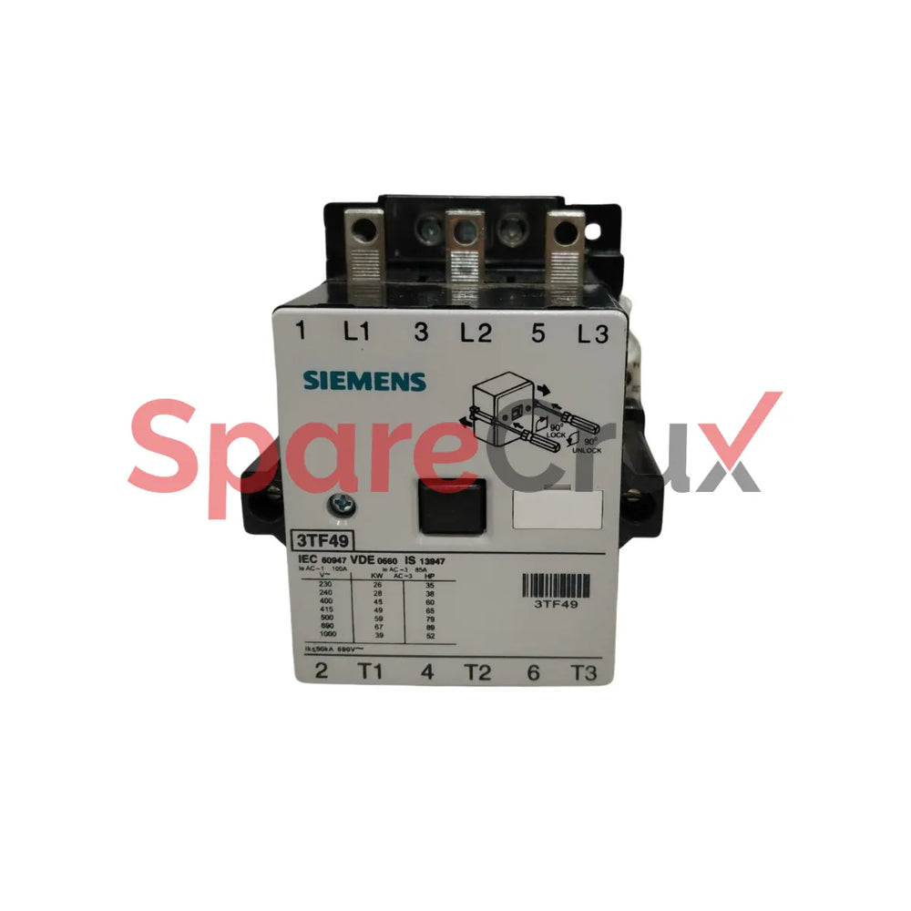 3TF49 | SIEMENS | 3-Pole Contactor Size 4, 45 kW, 230V AC Coil, 2NO+2NC Aux