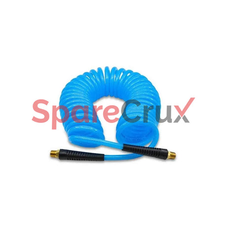 PUBR0605 | ZEPHYR | Rubber Blue Braided Recoil Air Hose Pipe with Fittings, 1/4inX15ft