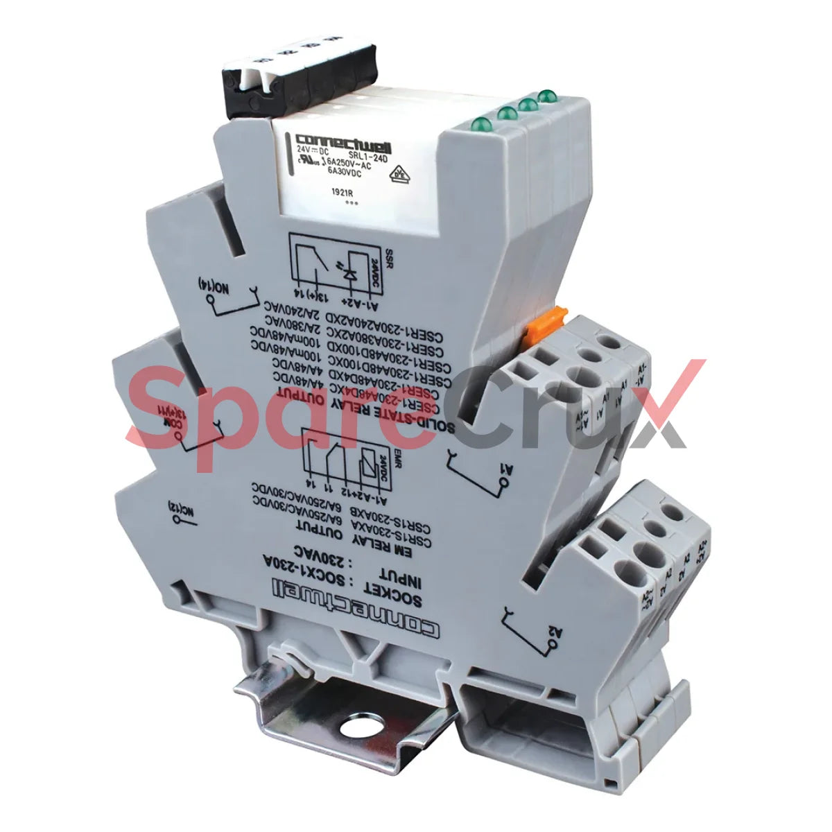 Csr1S-230Uxb | Connectwell 1Co 230Vuc Single Channel Slim Relay Module With Plug-Able Rail Mount