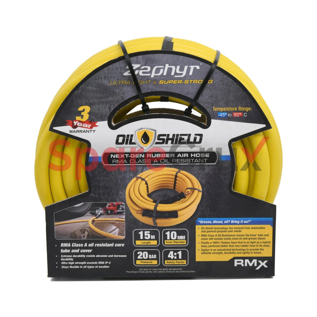 Os0815 | Zephyr Oil Shield Rubber Air Hose 8Mm X 15M With Fitting