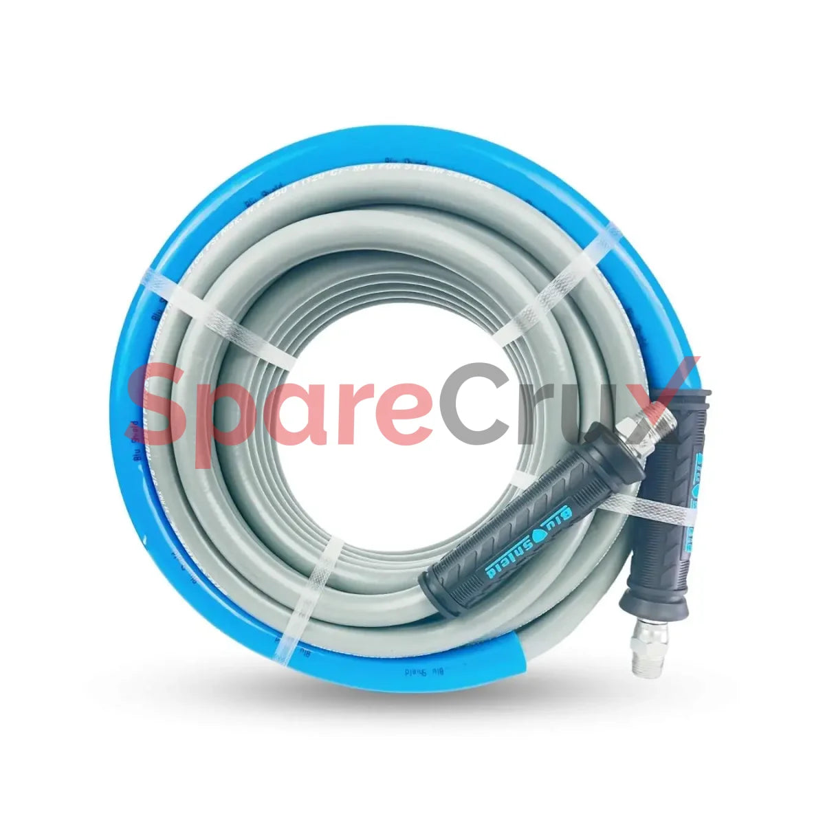 Zpw1050-Nm | Zephyr Blu Shield Rubber Pressure Washer Hose 10Mm X 50M With Fitting Non Marking